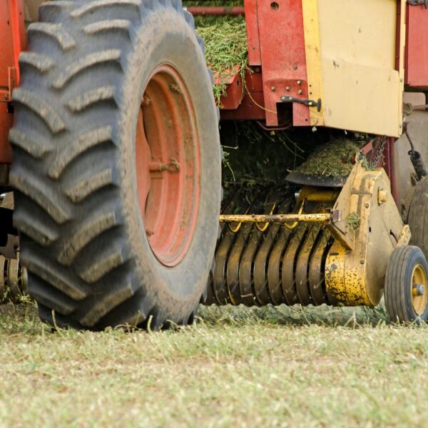 closeup of round baler
