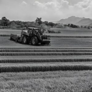 black and white picture of a tractor
