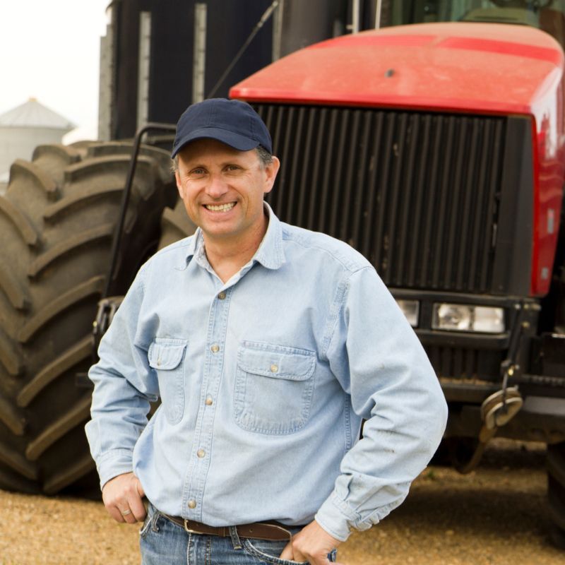 Farmer smiling
