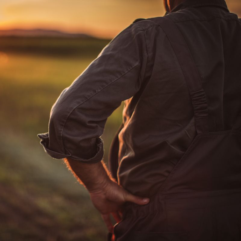 Man looking at farm