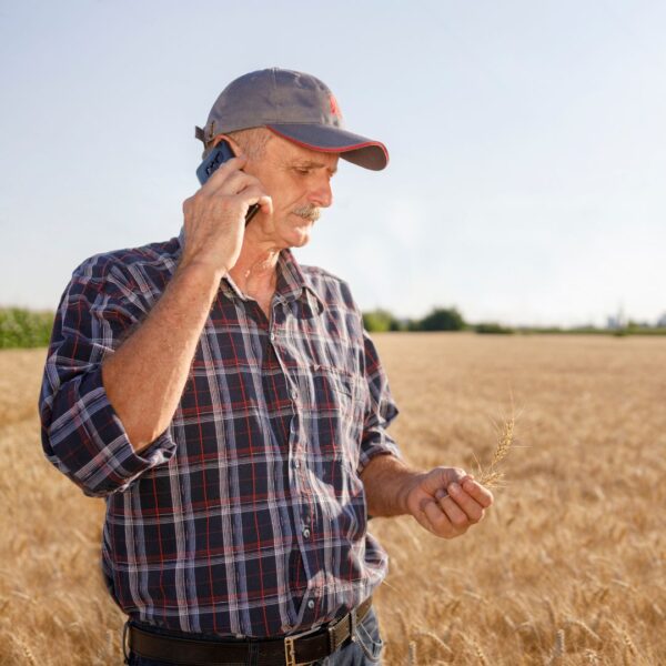 farmer on the phone
