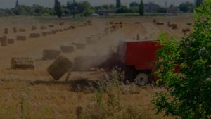 Hay baler at work