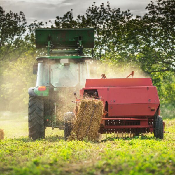 baler working in field