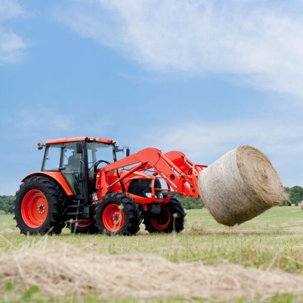 hay baler in field