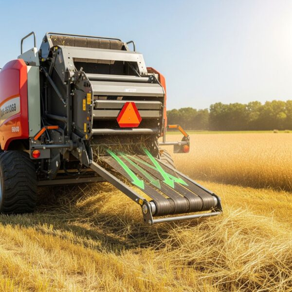 baler belt on machine over field