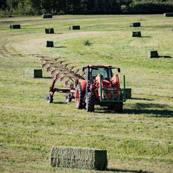 baling hay in field