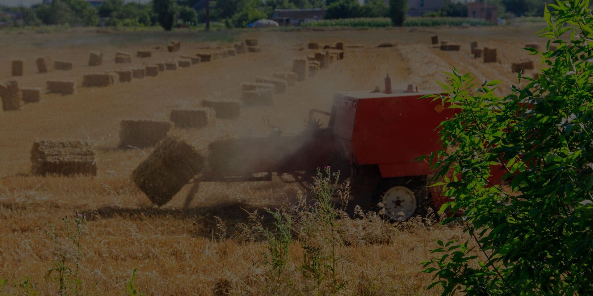 Hay baler at work